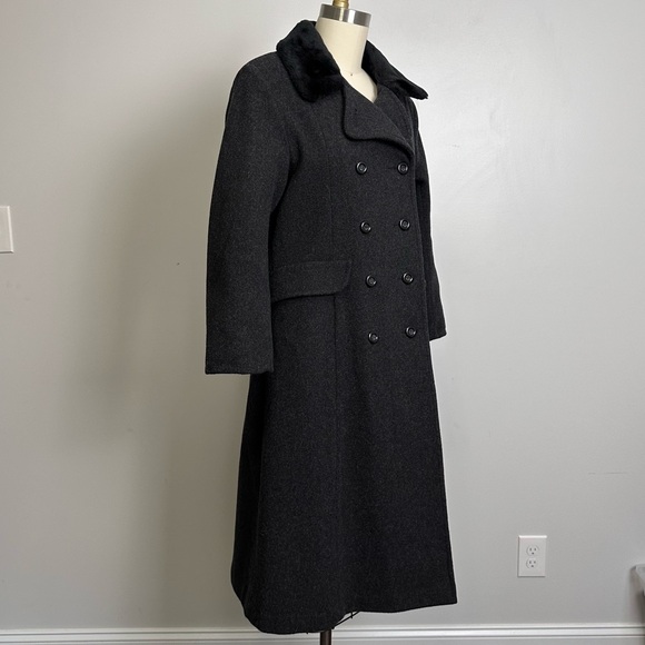 Rothschild Girls Charcoal Wool Fur Collar PeaCoat Size 14 - Picture 6 of 10